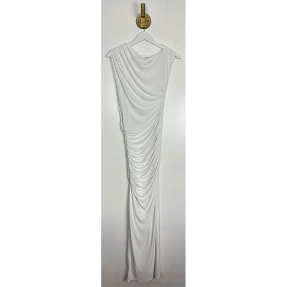 NAKED WARDROBE Ruched One-Shoulder Gown in White Size Medium - Picture 5 of 14